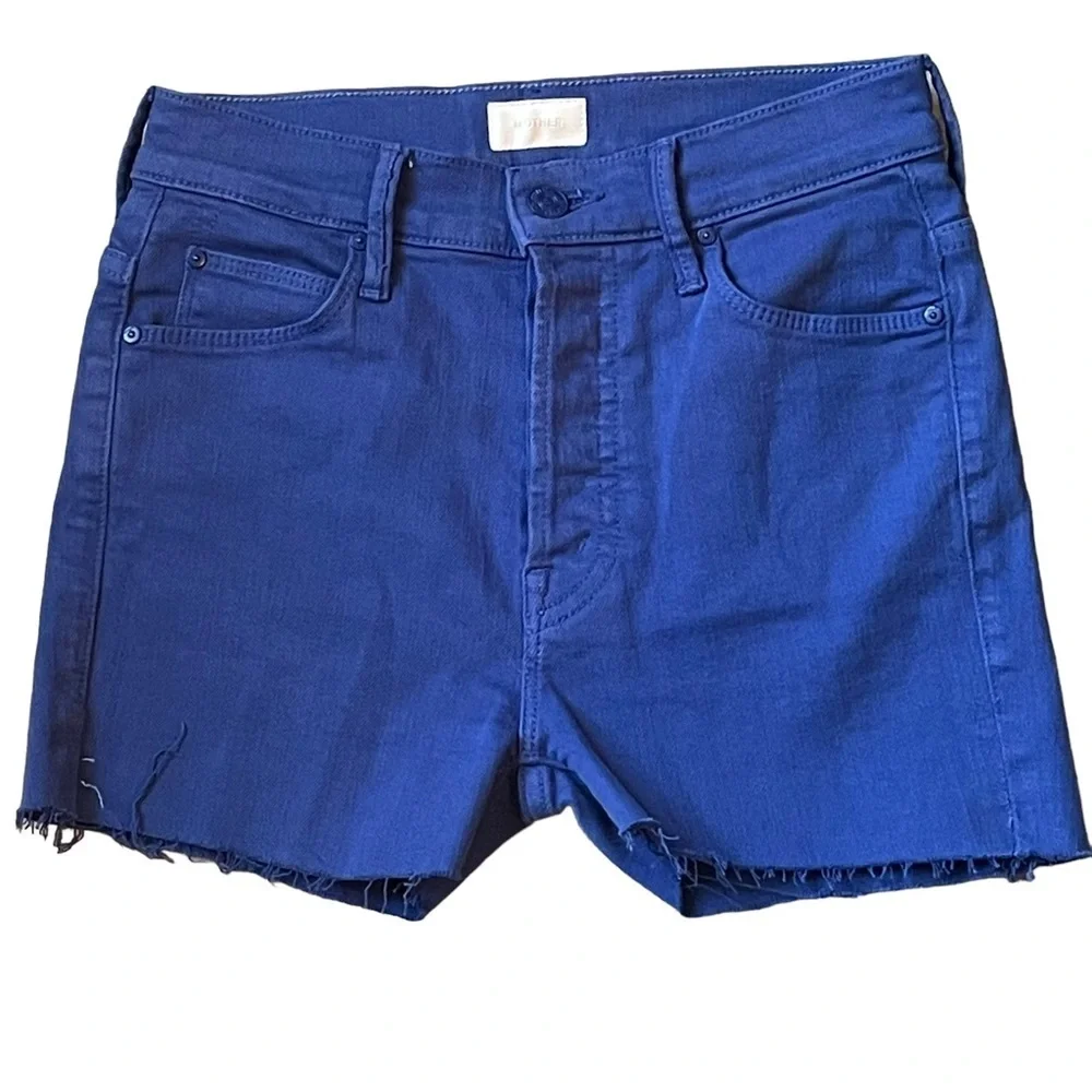 MOTHER Blue Button Fly Cut Off Shorts Size 24